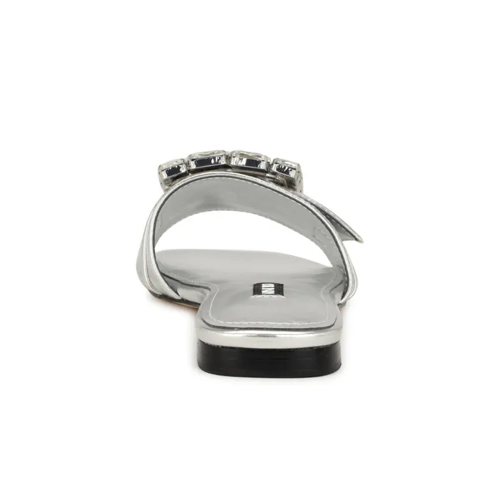 Matter Buckle Flat Sandals Silver Women Nine West Casual Matter Buckle Flat Sandals Silver Women Nine West Casual