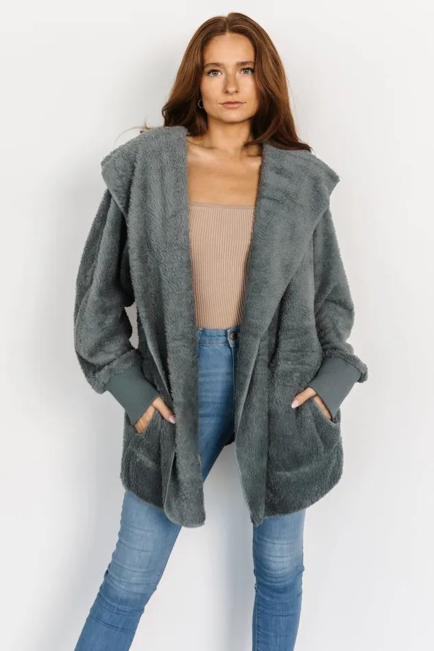 Melrose Teddy Jacket Dusty Blue Women Baltic Born Outerwear