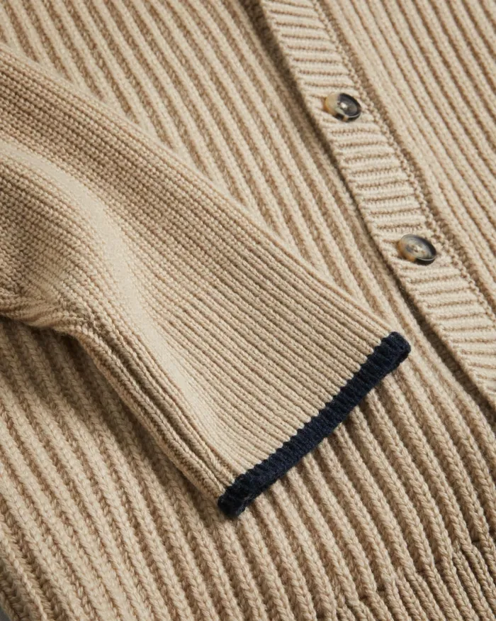 Men ALMAN 8211 Ribbed Wool Cardigan Taupe Ted Baker Jumpers and Knitwear Men ALMAN 8211 Ribbed Wool Cardigan Taupe Ted Baker Jumpers and Knitwear