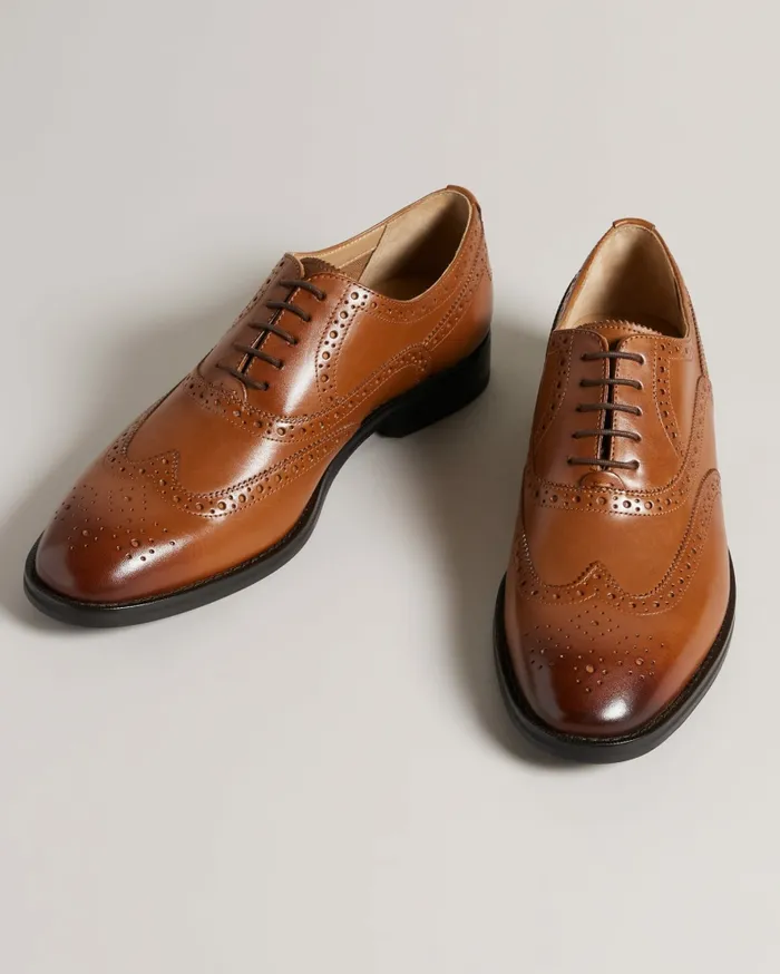 Men AMAISS 8211 Formal Leather Brogue Shoes Tan Ted Baker Formal Shoes