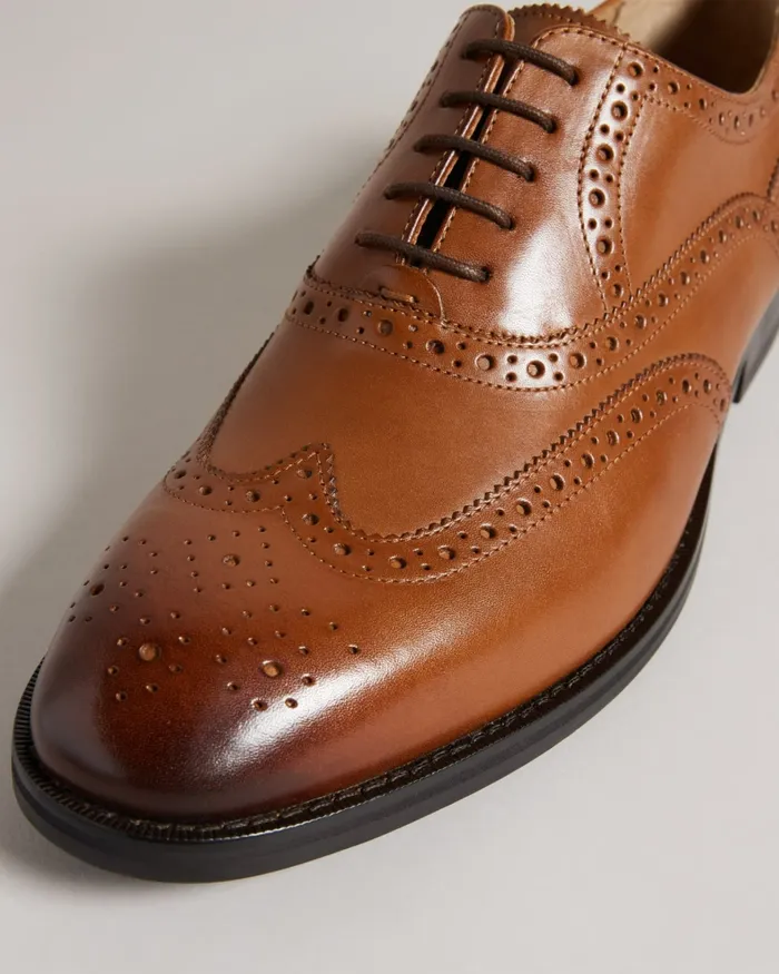 Men AMAISS 8211 Formal Leather Brogue Shoes Tan Ted Baker Formal Shoes