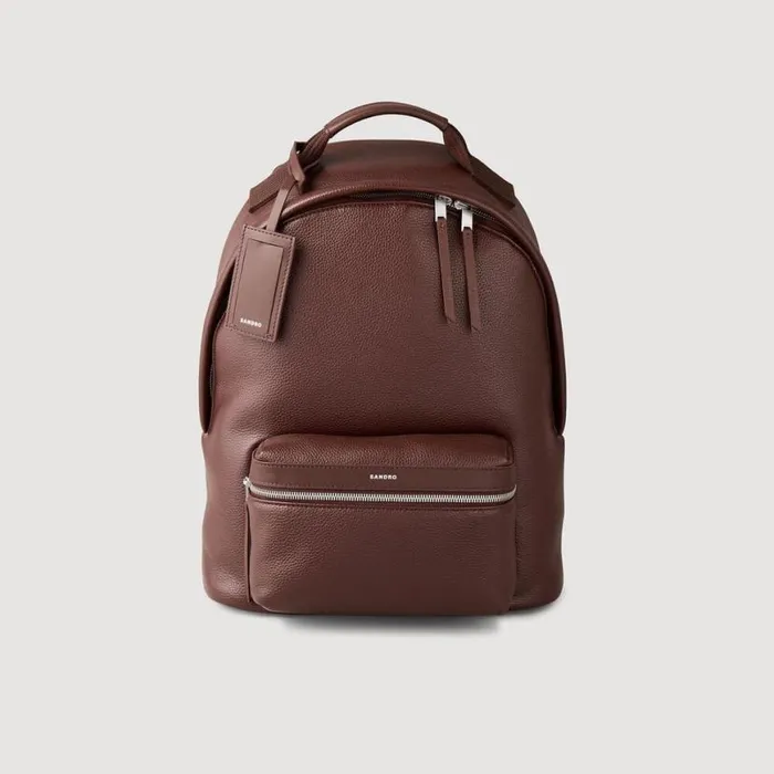 Men Backpacks SANDRO Coated Canvas Backpack Dark Brown