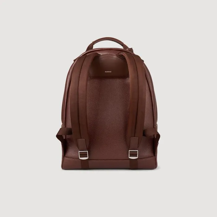 Men Backpacks SANDRO Coated Canvas Backpack Dark Brown