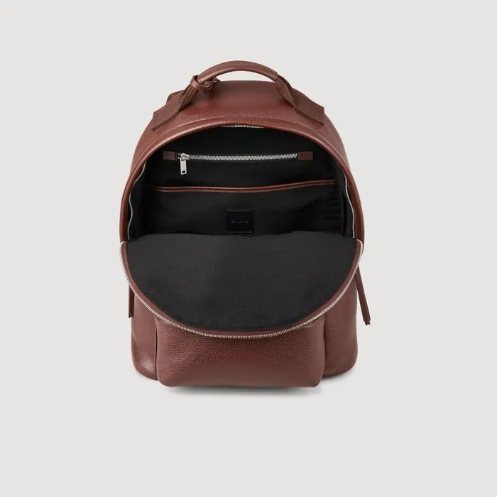 Men Backpacks SANDRO Coated Canvas Backpack Dark Brown