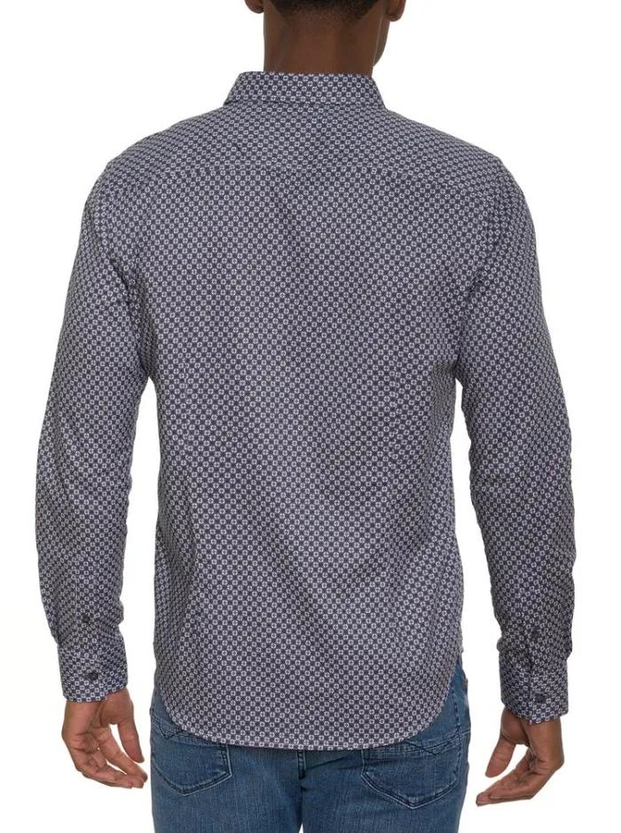 Men BARESE LONG SLEEVE BUTTON DOWN SHIRT Grey Robert Graham Button Down Shirts