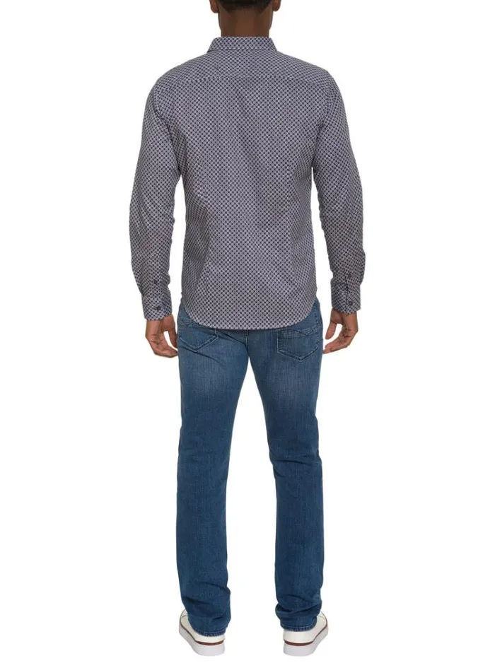 Men BARESE LONG SLEEVE BUTTON DOWN SHIRT Grey Robert Graham Button Down Shirts