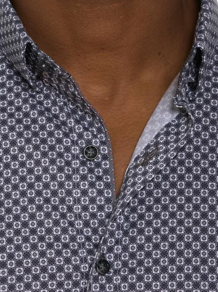 Men BARESE LONG SLEEVE BUTTON DOWN SHIRT Grey Robert Graham Button Down Shirts