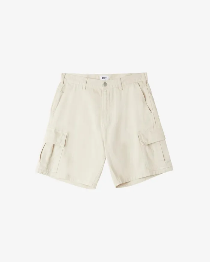 Men BIGWIG BAGGY DENIM CARGO SHORT Clay OBEY Clothing BOTTOMS