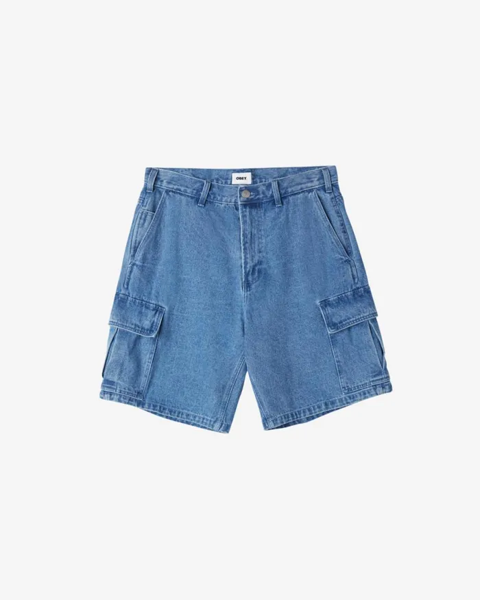Men BIGWIG BAGGY DENIM CARGO SHORT Clay OBEY Clothing BOTTOMS
