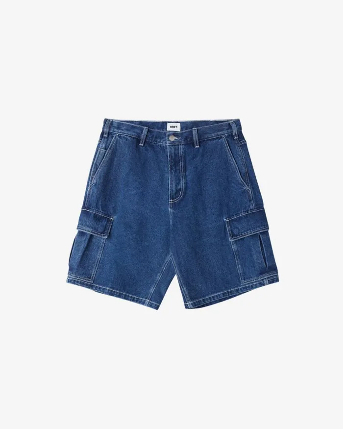 Men BIGWIG BAGGY DENIM CARGO SHORT Clay OBEY Clothing BOTTOMS