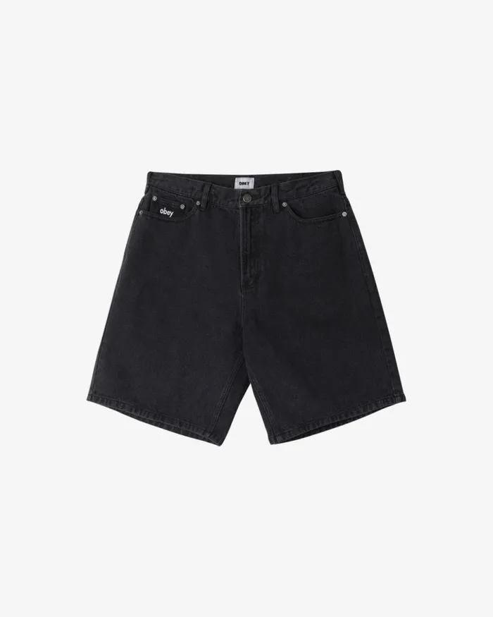 Men BIGWIG BAGGY DENIM SHORT Faded Black OBEY Clothing BIGWIG