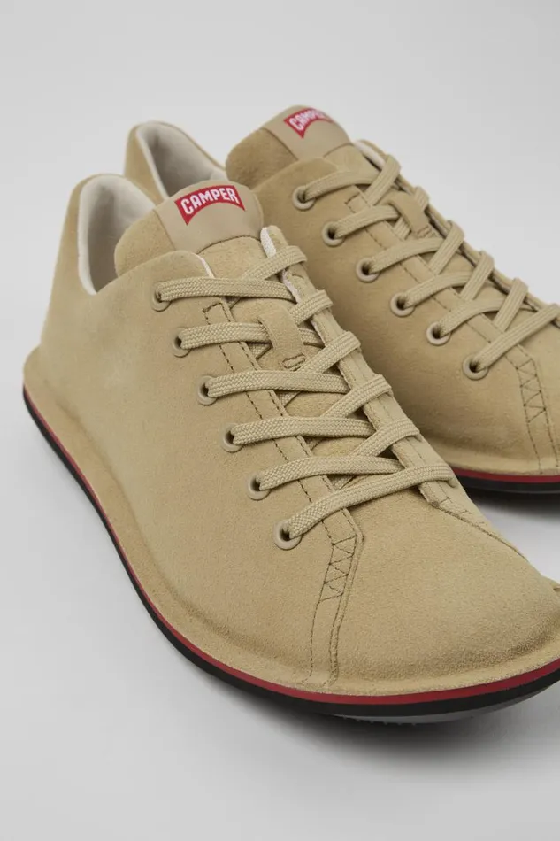 Men Camper Casual Shoes Beetle Beige Leather Shoe