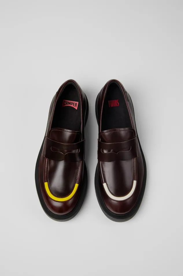 Men Camper Formal Shoes Twins Burgundy Leather Shoes Men Camper Formal Shoes Twins Burgundy Leather Shoes