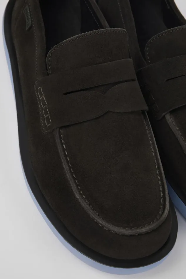 Men Camper Formal Shoes Wagon Gray Nubuck Moccasin