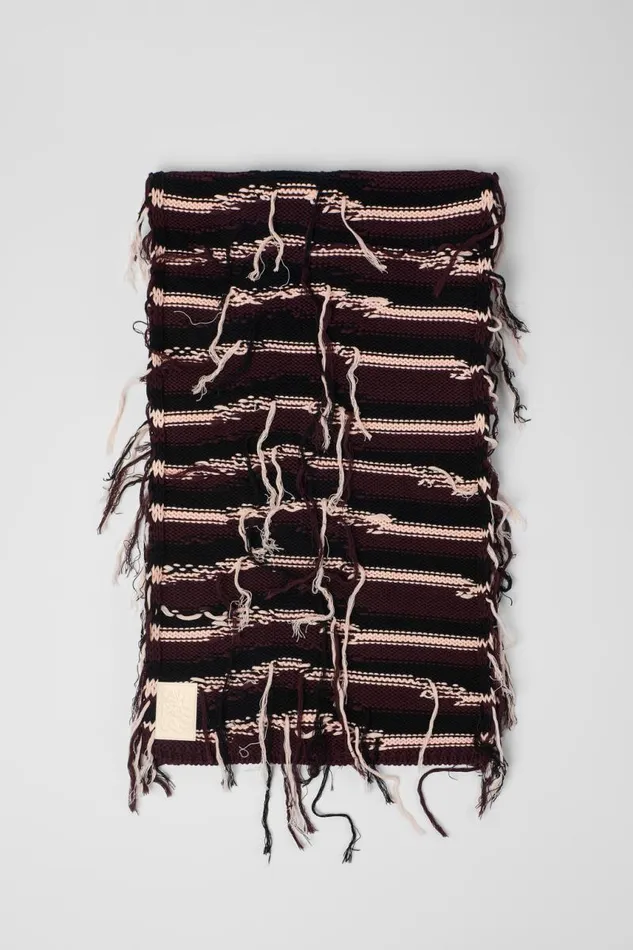 Men Camper Knit Knit Scarf Brown Intarsia Knit Scarf