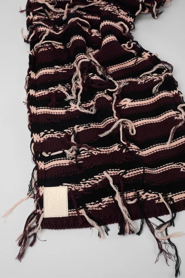 Men Camper Knit Knit Scarf Brown Intarsia Knit Scarf
