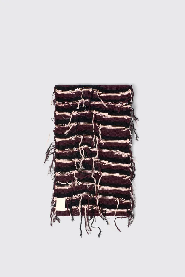 Men Camper Knit Knit Scarf Brown Intarsia Knit Scarf