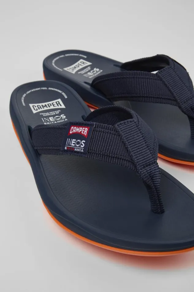 Men Camper Non Leather Shoes Camper X INEOS Britannia Blue Textile FlipFlops