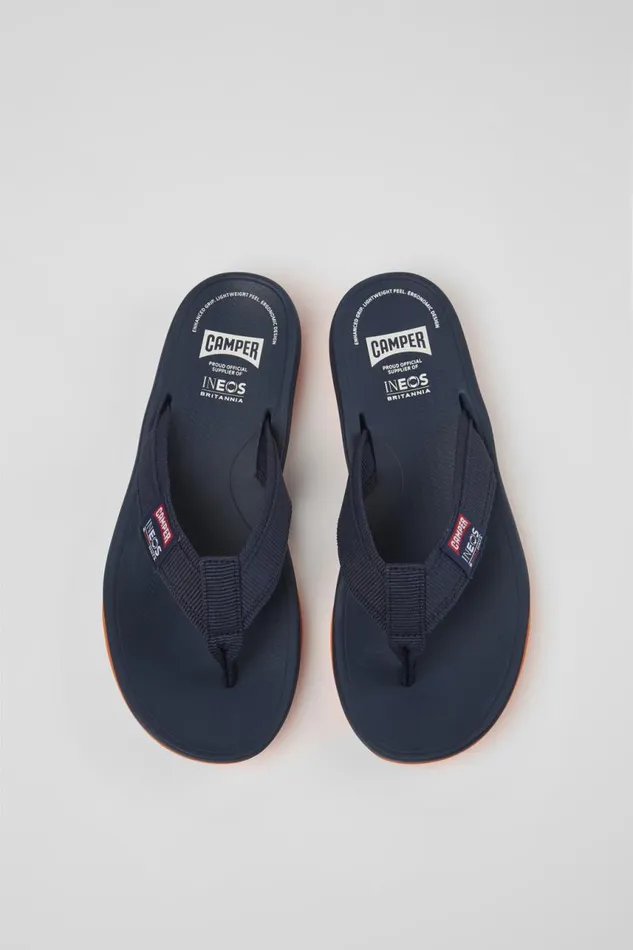 Men Camper Non Leather Shoes Camper X INEOS Britannia Blue Textile FlipFlops Men Camper Non Leather Shoes Camper X INEOS Britannia Blue Textile FlipFlops