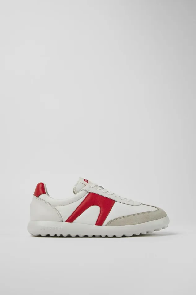 Men Camper Sneakers Pelotas XLite White And Red Textile And Leather Sneakers Men Camper Sneakers Pelotas XLite White And Red Textile And Leather Sneakers