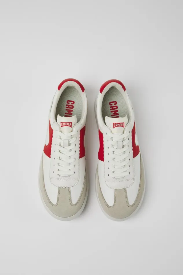 Men Camper Sneakers Pelotas XLite White And Red Textile And Leather Sneakers Men Camper Sneakers Pelotas XLite White And Red Textile And Leather Sneakers