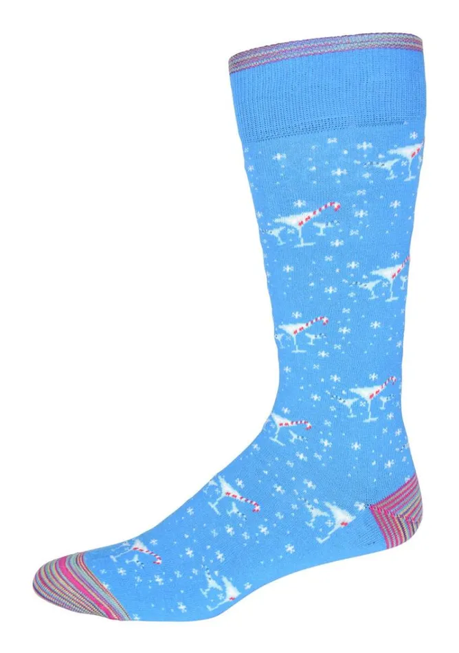 Men CANDY CANE TWIST MENS SOCKS Blue Robert Graham Socks