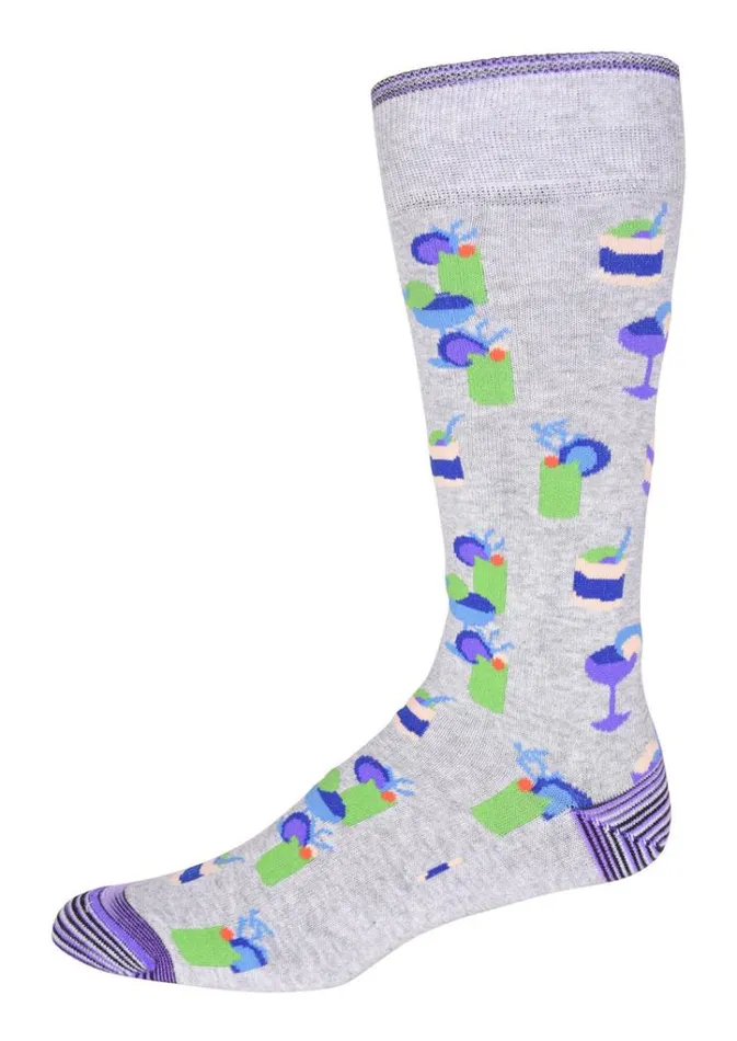 Men COCKTAIL HOUR MENS KNIT SOCKS Light Grey Robert Graham Socks