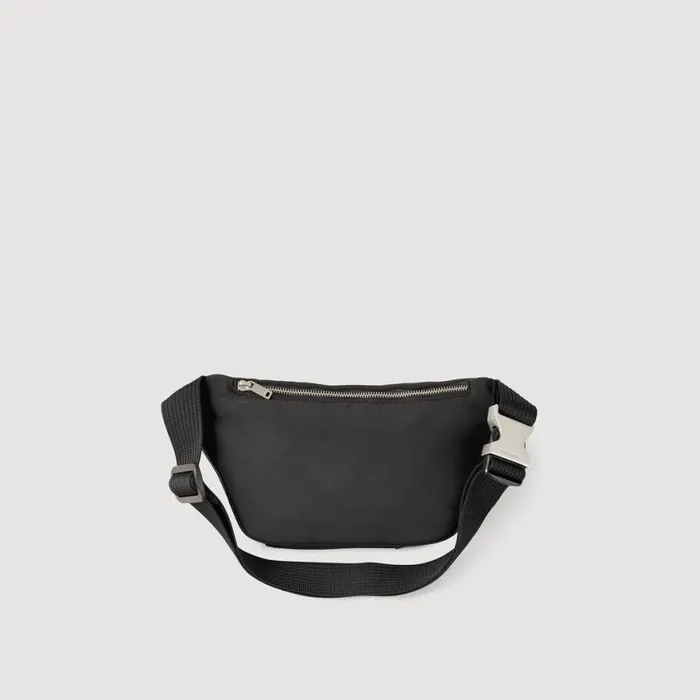 Men Crossbody Bags SANDRO Canvas And Leather Belt Bag Black