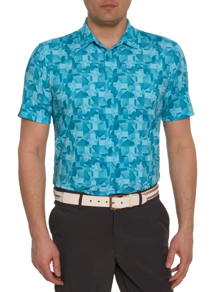 Men DAVOS PERFORMANCE POLO Teal Robert Graham Polos and TShirts