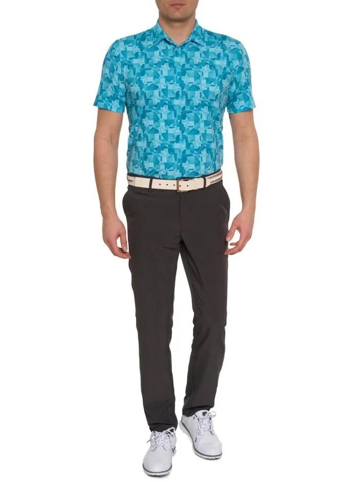 Men DAVOS PERFORMANCE POLO Teal Robert Graham Polos and TShirts