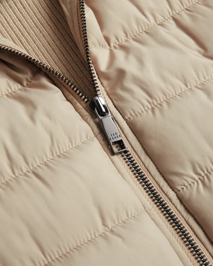 Men DEJAS 8211 Funnel Neck Gilet With Knitted Back Natural Ted Baker Jumpers and Knitwear Men DEJAS 8211 Funnel Neck Gilet With Knitted Back Natural Ted Baker Jumpers and Knitwear