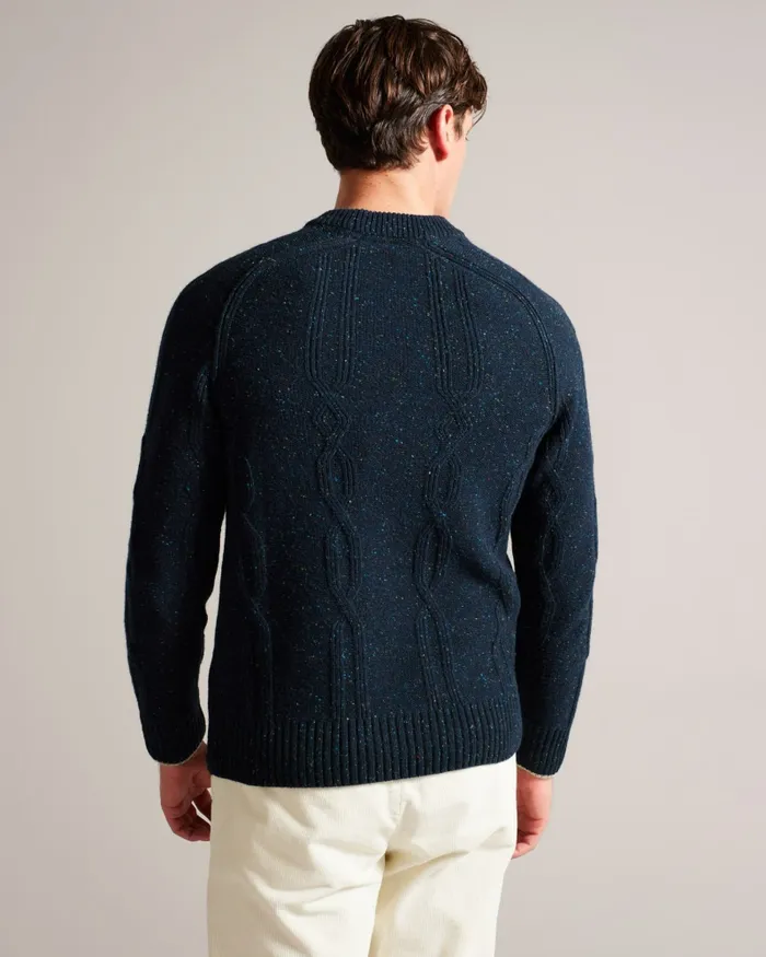 Men ENROE 8211 Crew Neck Jumper With Cable Detail Navy Ted Baker Jumpers and Knitwear Men ENROE 8211 Crew Neck Jumper With Cable Detail Navy Ted Baker Jumpers and Knitwear