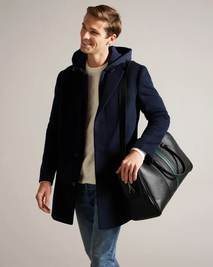 Men EVIAN 8211 Striped Faux Leather Bowler Bag Black Ted Baker Holdalls and Weekend Bags Men EVIAN 8211 Striped Faux Leather Bowler Bag Black Ted Baker Holdalls and Weekend Bags