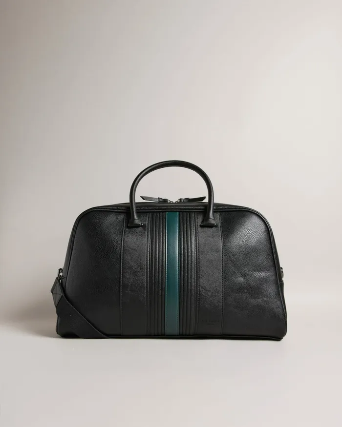 Men EVIAN 8211 Striped Faux Leather Bowler Bag Black Ted Baker Holdalls and Weekend Bags Men EVIAN 8211 Striped Faux Leather Bowler Bag Black Ted Baker Holdalls and Weekend Bags