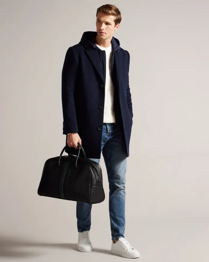 Men EVIAN 8211 Striped Faux Leather Bowler Bag Black Ted Baker Holdalls and Weekend Bags Men EVIAN 8211 Striped Faux Leather Bowler Bag Black Ted Baker Holdalls and Weekend Bags