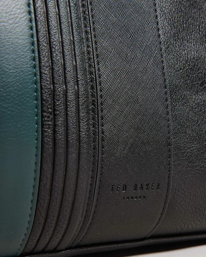Men EVIAN 8211 Striped Faux Leather Bowler Bag Black Ted Baker Holdalls and Weekend Bags Men EVIAN 8211 Striped Faux Leather Bowler Bag Black Ted Baker Holdalls and Weekend Bags