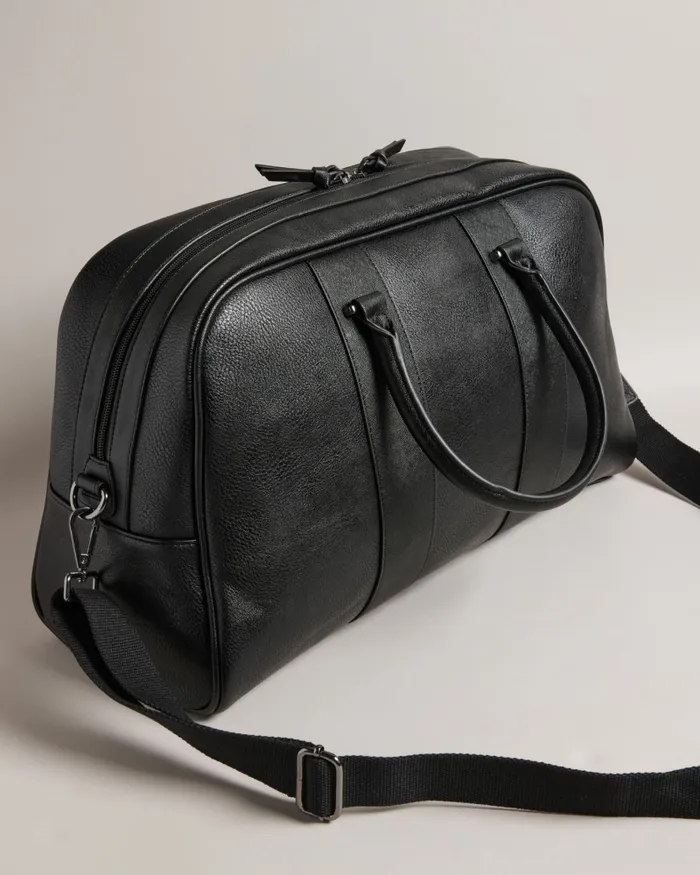 Men EVIAN 8211 Striped Faux Leather Bowler Bag Black Ted Baker Holdalls and Weekend Bags Men EVIAN 8211 Striped Faux Leather Bowler Bag Black Ted Baker Holdalls and Weekend Bags