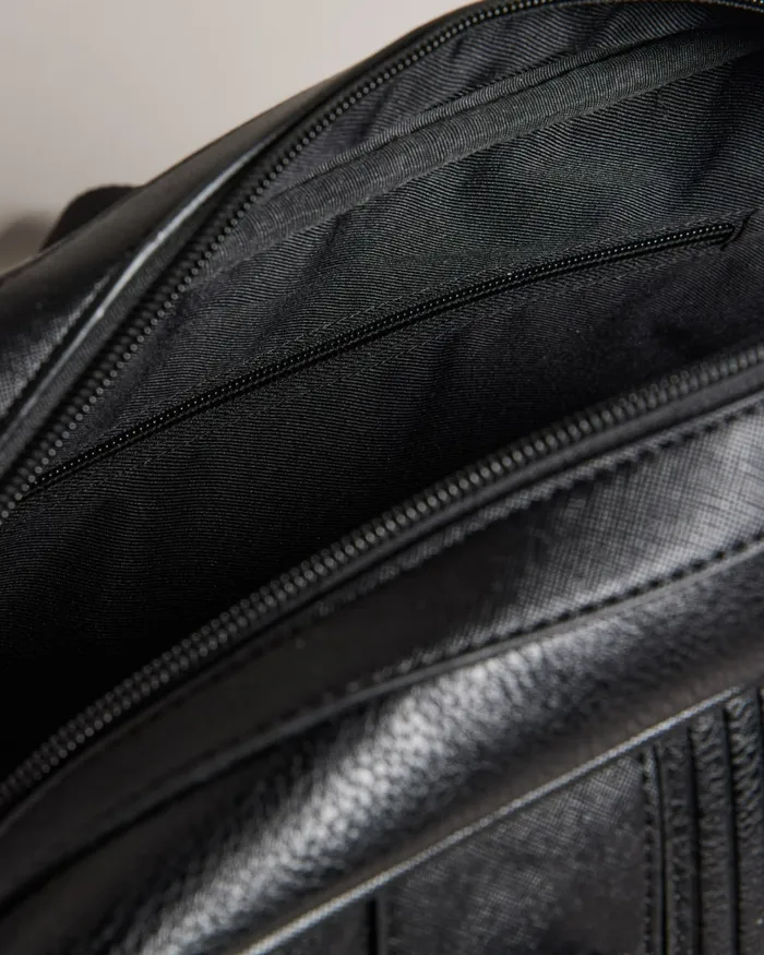 Men EVIAN 8211 Striped Faux Leather Bowler Bag Black Ted Baker Holdalls and Weekend Bags Men EVIAN 8211 Striped Faux Leather Bowler Bag Black Ted Baker Holdalls and Weekend Bags