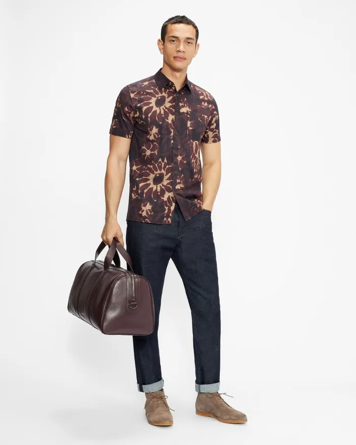 Men FIDICK 8211 Saffiano Leather Holdall Bag Oxblood Ted Baker Holdalls and Weekend Bags