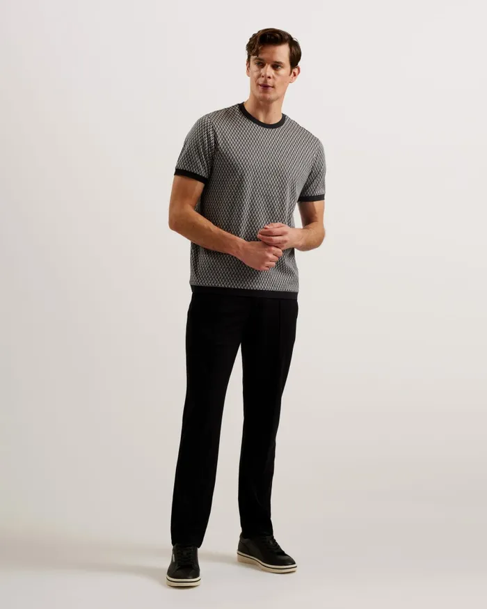 Men FINITY 8211 Jacquard Geometric Cotton TShirt Black Ted Baker Tops Men FINITY 8211 Jacquard Geometric Cotton TShirt Black Ted Baker Tops