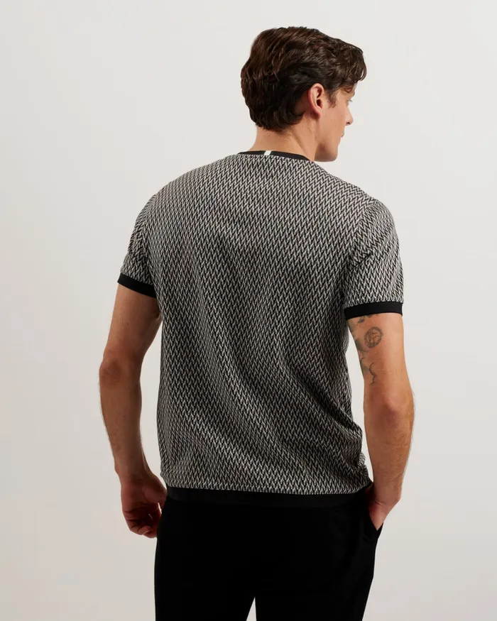 Men FINITY 8211 Jacquard Geometric Cotton TShirt Black Ted Baker Tops Men FINITY 8211 Jacquard Geometric Cotton TShirt Black Ted Baker Tops