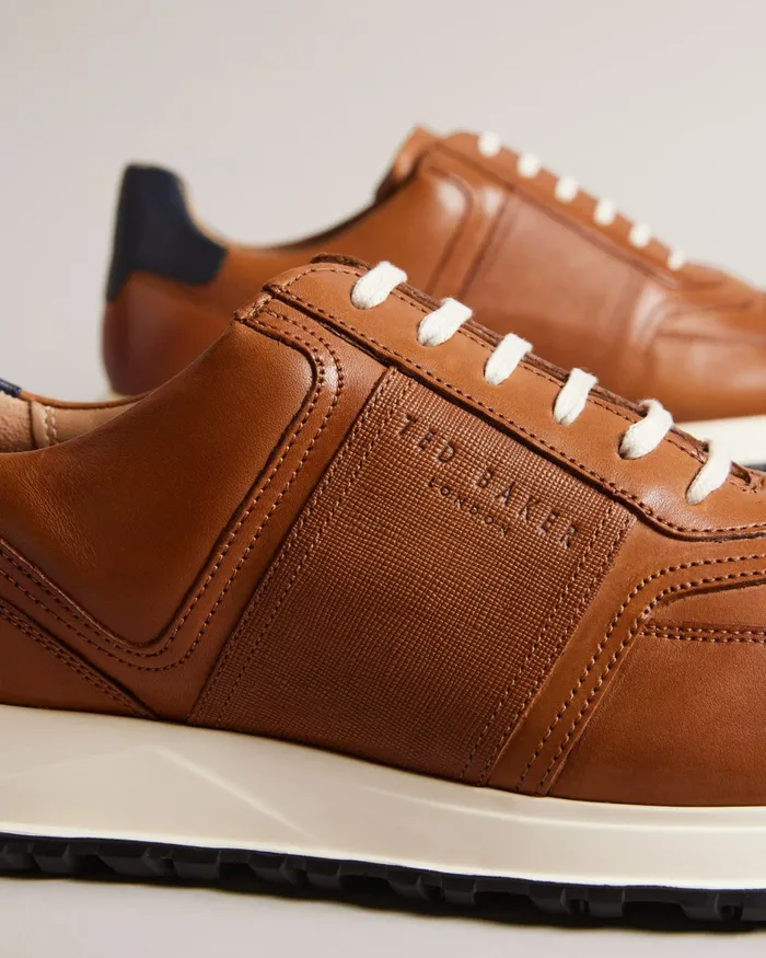 Men FRAYNE 8211 Saffiano Leather Trainers Tan Ted Baker Trainers