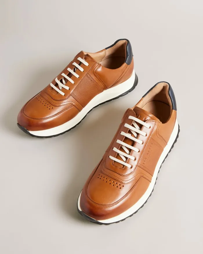 Men FRAYNE 8211 Saffiano Leather Trainers Tan Ted Baker Trainers