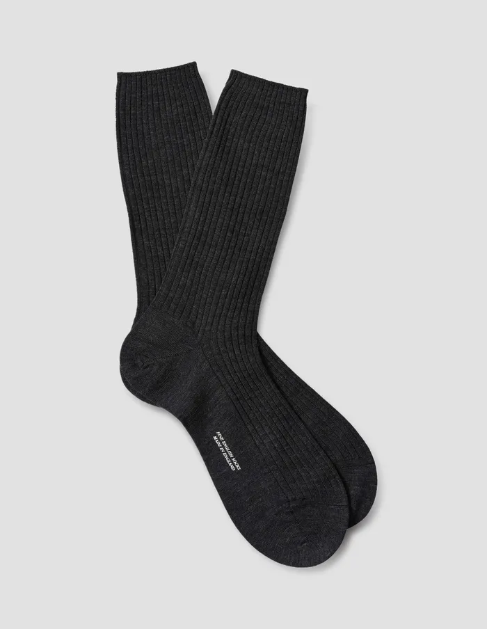 Men Full Rib Sock Charcoal Margaret Howell Socks