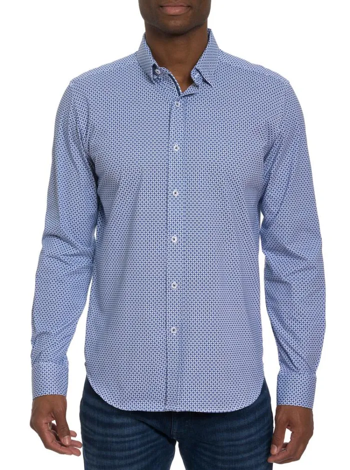 Men GIRMAN LONG SLEEVE KNIT SHIRT Navy Robert Graham Button Down Shirts