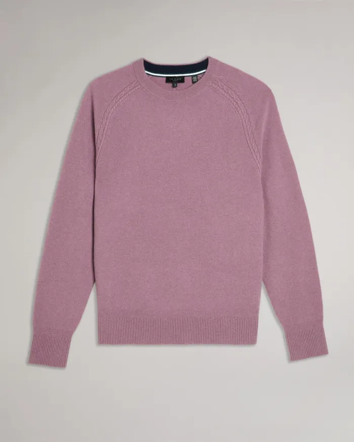 Men GLANT 8211 Pure Cashmere Jumper Light Purple Ted Baker Jumpers and Knitwear