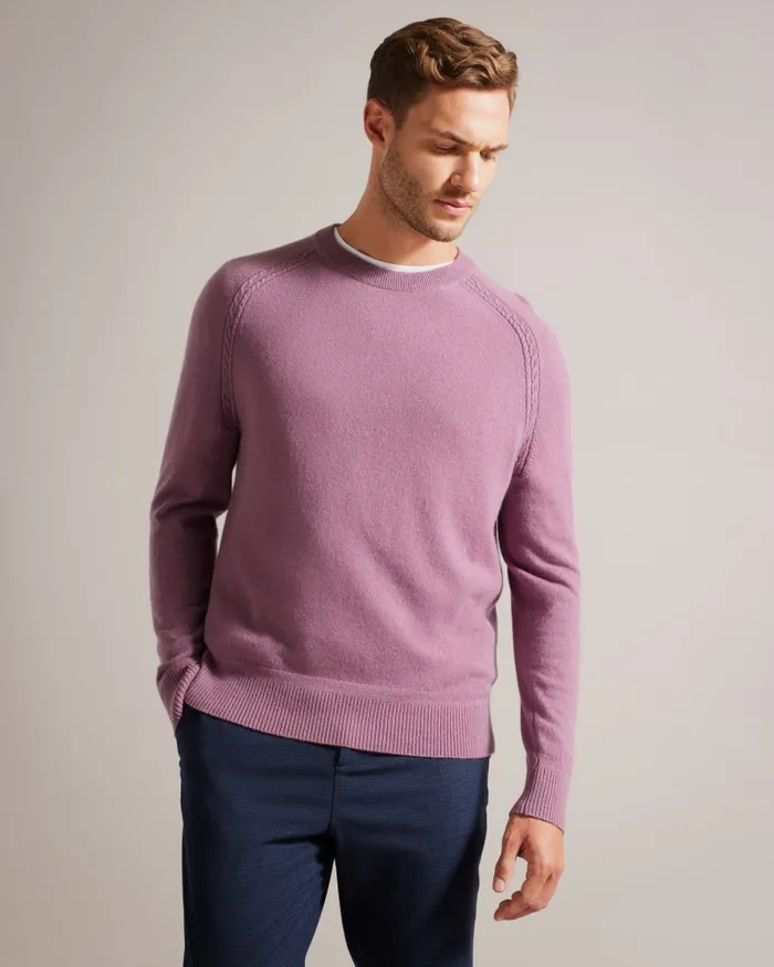 Men GLANT 8211 Pure Cashmere Jumper Light Purple Ted Baker Jumpers and Knitwear Men GLANT 8211 Pure Cashmere Jumper Light Purple Ted Baker Jumpers and Knitwear