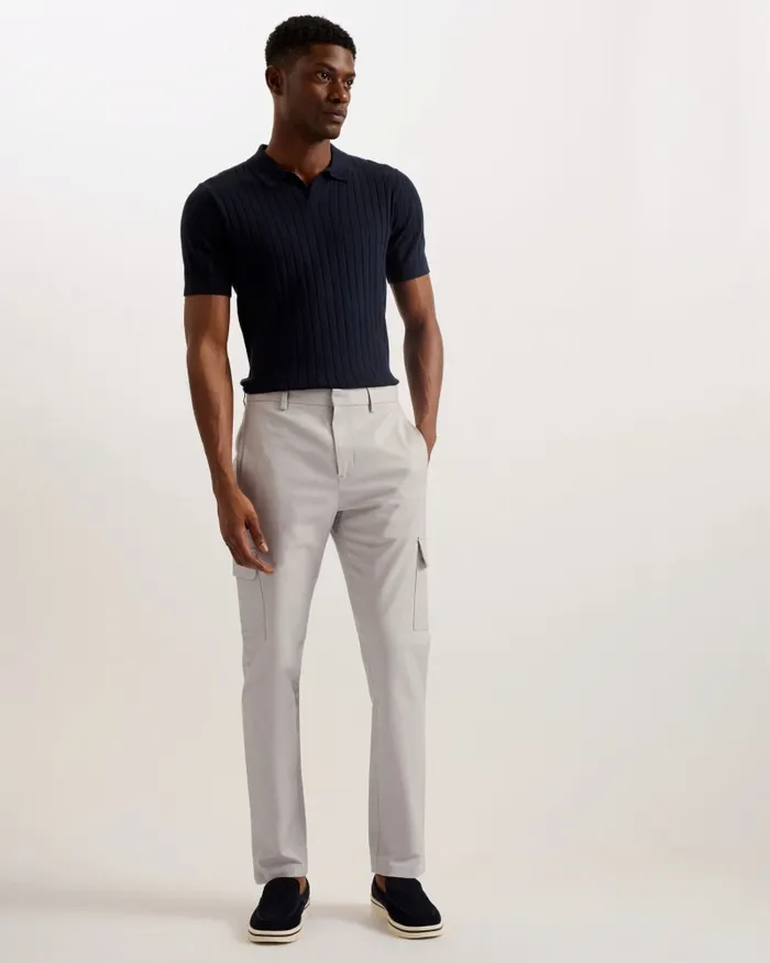 Men HAKKNEE 8211 Slim Fit Cotton Cargo Trousers Light Grey Ted Baker Trousers and Chinos Men HAKKNEE 8211 Slim Fit Cotton Cargo Trousers Light Grey Ted Baker Trousers and Chinos