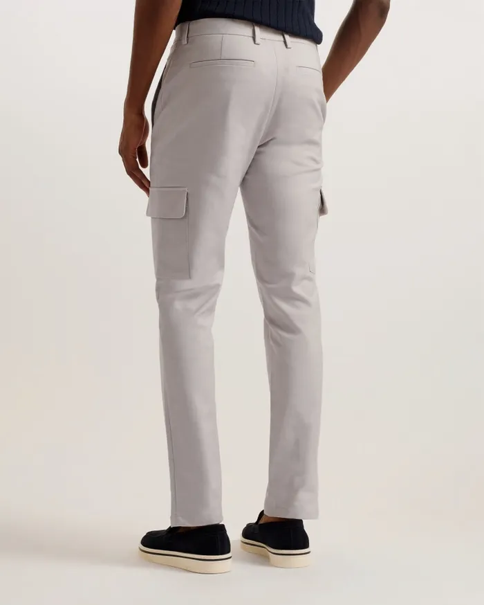 Men HAKKNEE 8211 Slim Fit Cotton Cargo Trousers Light Grey Ted Baker Trousers and Chinos Men HAKKNEE 8211 Slim Fit Cotton Cargo Trousers Light Grey Ted Baker Trousers and Chinos