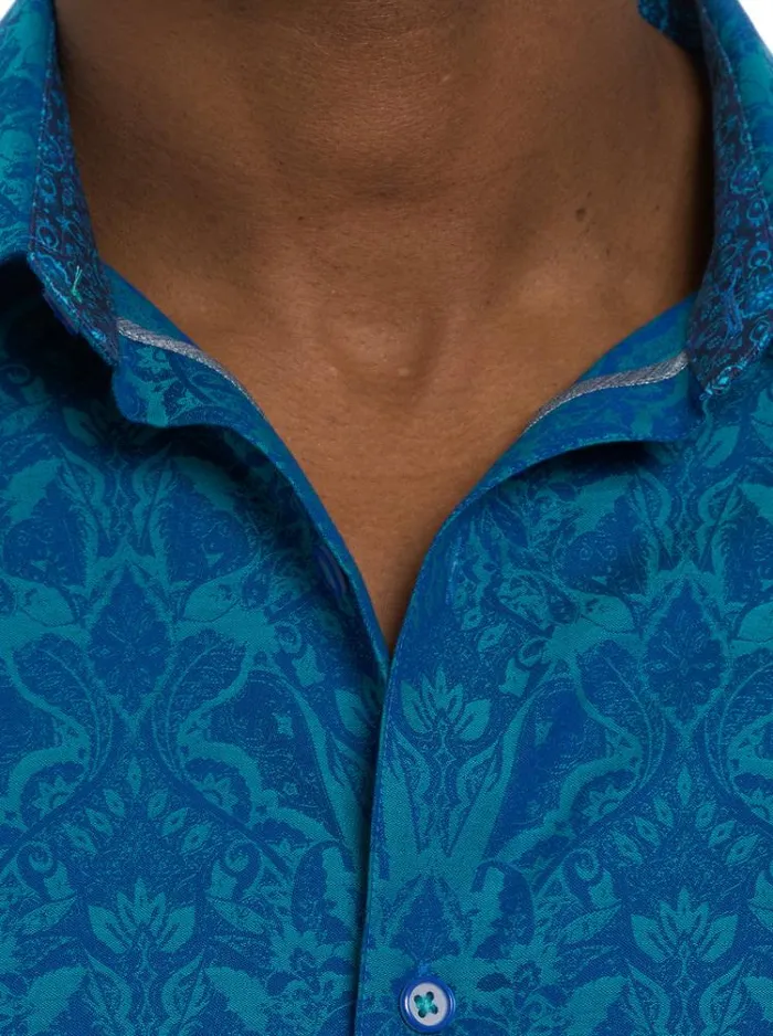 Men HIGHLAND 3 LONG SLEEVE BUTTON DOWN SHIRT Turquoise Robert Graham Button Down Shirts